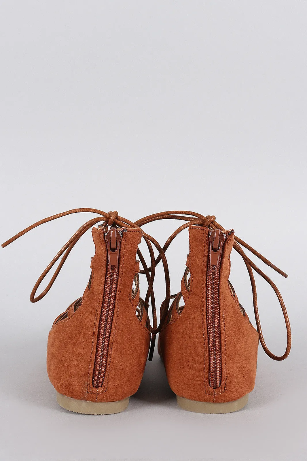 Liliana Up Ballet Toe Pointy Caged Limited-stock Big-ticket savings Flat Lace Cuff Suede