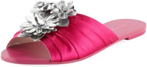 Lilico Glitter Ruched Satin Slide Sandals (6.5) Fuschia