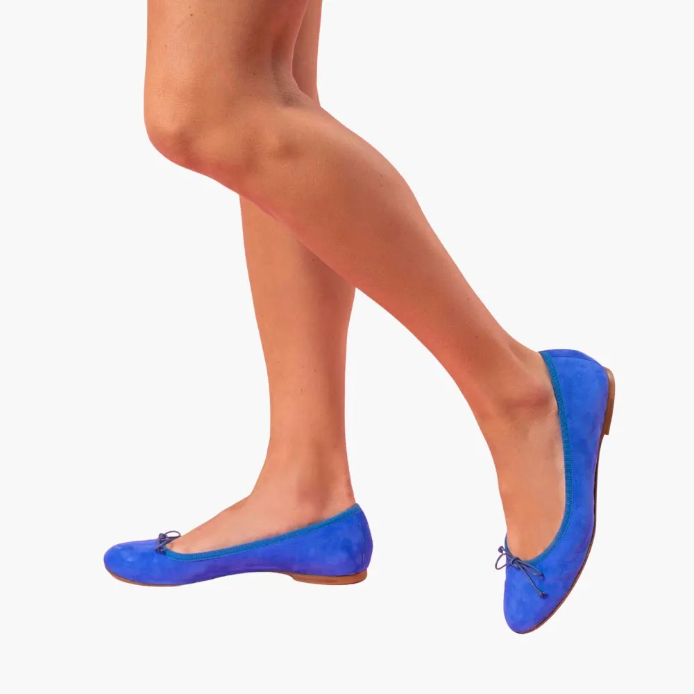 Livia Suede Leather Ballet Flat Shoes - Cobalt Blue