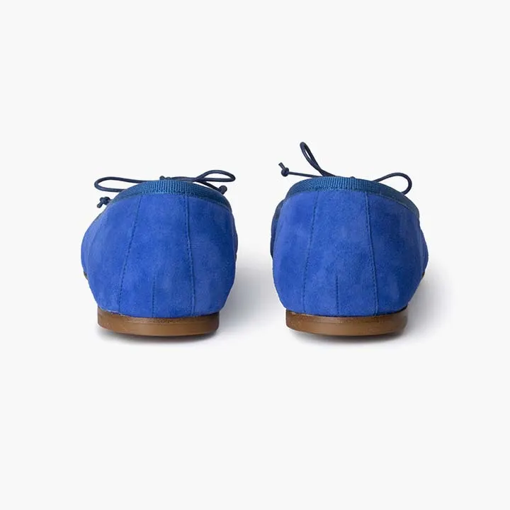 Livia Suede Leather Ballet Flat Shoes - Cobalt Blue