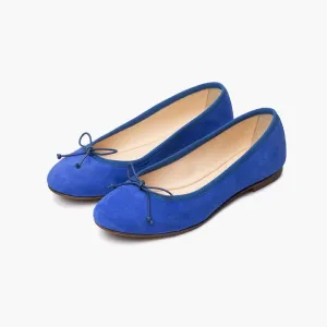 Livia Suede Leather Ballet Flat Shoes - Cobalt Blue