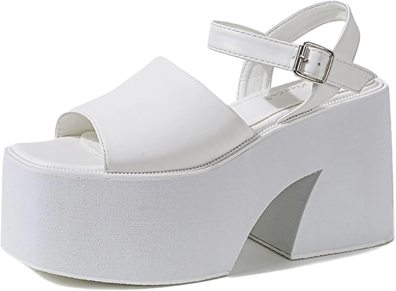 Lossarye Women's Square Open Toe Chunky Platform Sandals with Adjustable Ankle Strap Summer Casual Wedge Sandals Fashion Dress High Heels