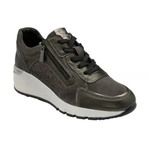 Lotus Solace Gunmetal Leather Wedge Trainers