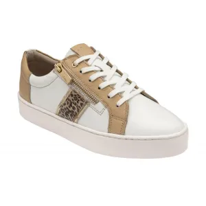 Lotus Womens Sahara Natural/Leopard Leather Lace Up Side Zip Trainers