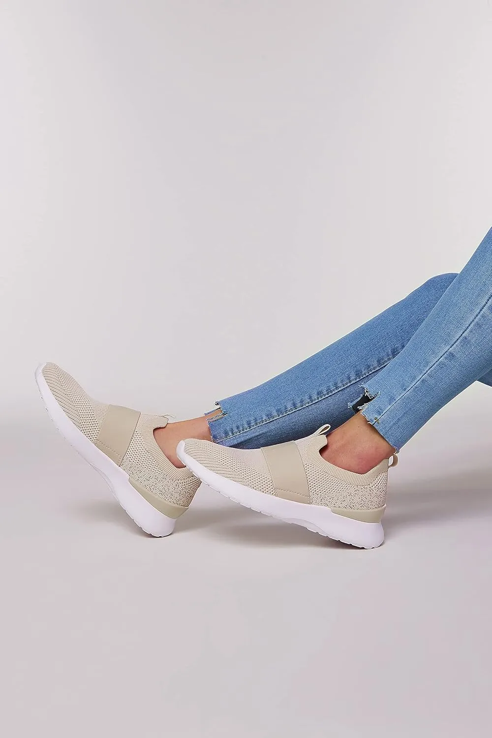 LUCKY STEP Women 's Mesh Slip on Walking Shoes Elastic Sock Comfortable Breathable Lightweight Fashion Sneaker