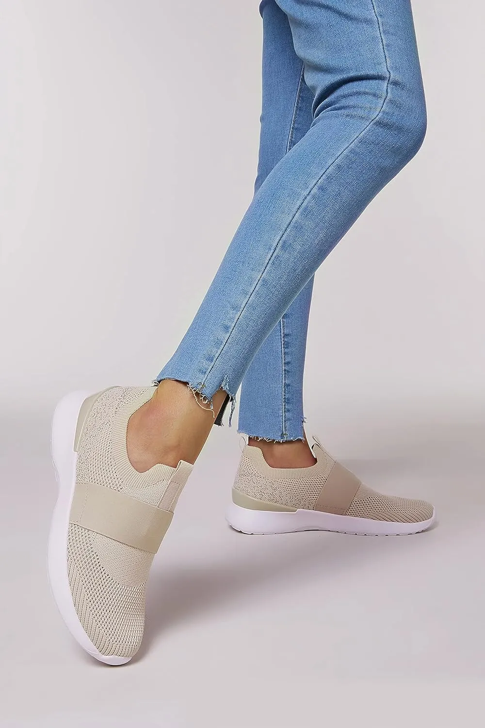 LUCKY STEP Women 's Mesh Slip on Walking Shoes Elastic Sock Comfortable Breathable Lightweight Fashion Sneaker