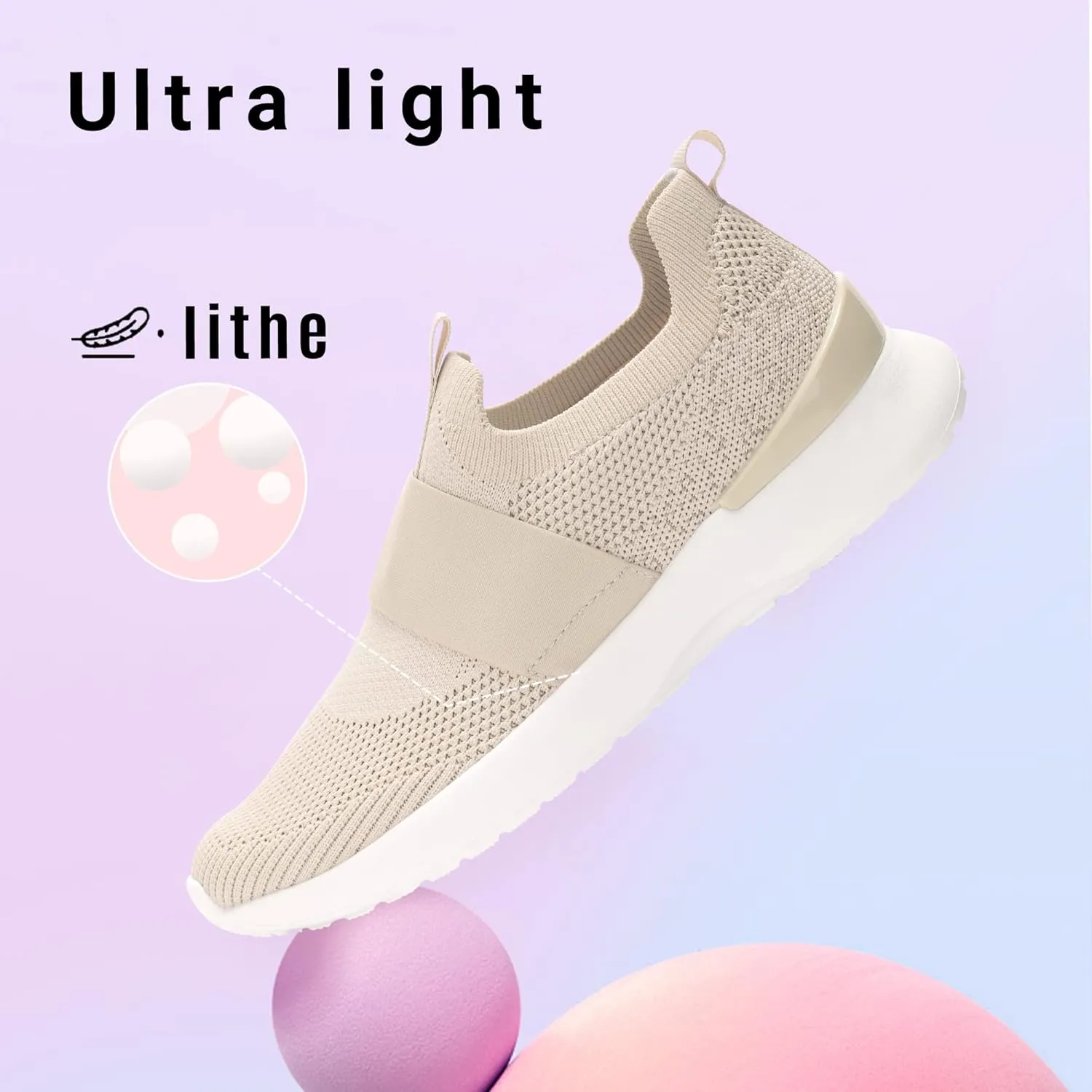 LUCKY STEP Women 's Mesh Slip on Walking Shoes Elastic Sock Comfortable Breathable Lightweight Fashion Sneaker
