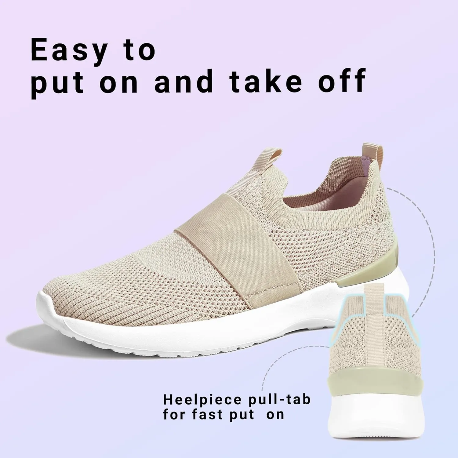 LUCKY STEP Women 's Mesh Slip on Walking Shoes Elastic Sock Comfortable Breathable Lightweight Fashion Sneaker