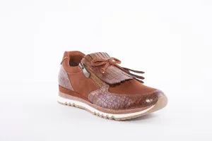 MARCO TOZZI - 24702 FLAT ZIP FRINGE FASHION SHOE - TAN