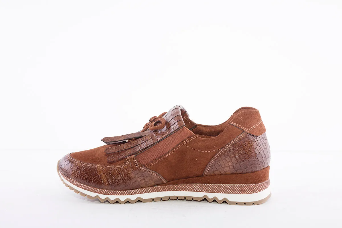 MARCO TOZZI - 24702 FLAT ZIP FRINGE FASHION SHOE - TAN