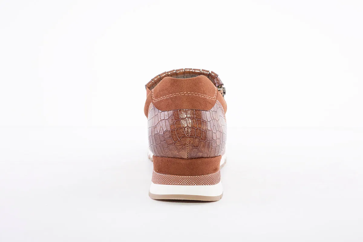 MARCO TOZZI - 24702 FLAT ZIP FRINGE FASHION SHOE - TAN