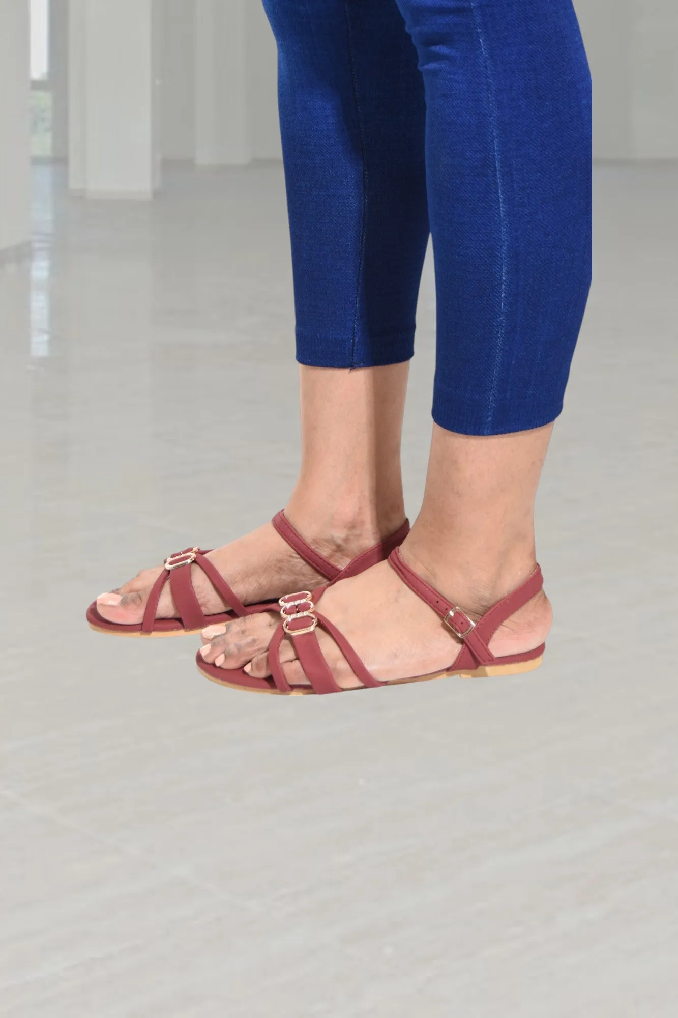 Maroon Buckle Sandal