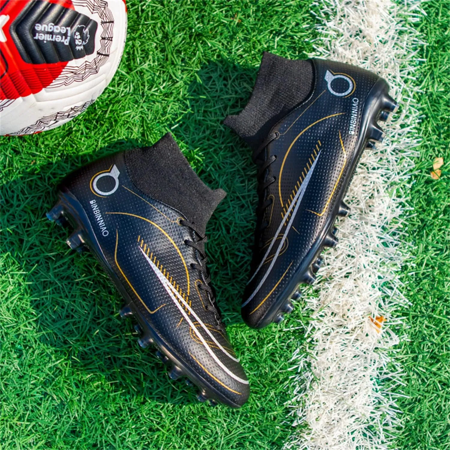 MDPCX Athletic Sports Football Shoes Men's Outdoor Football Shoes Track and Field Lawn World Team Running Sports Shoes Lightweight Breathable Non-Slip Shock-Absorbing Long Spikes Short Spikes