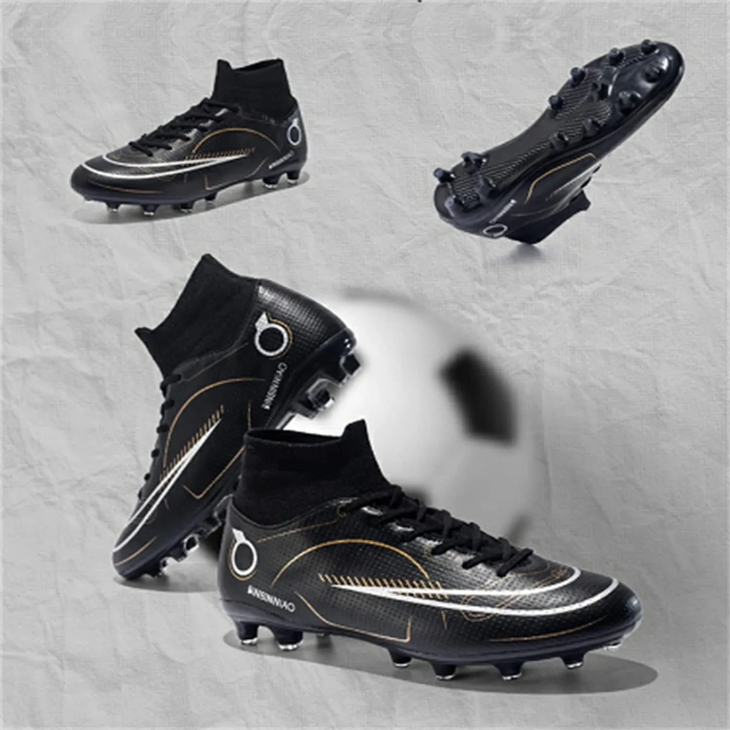 MDPCX Athletic Sports Football Shoes Men's Outdoor Football Shoes Track and Field Lawn World Team Running Sports Shoes Lightweight Breathable Non-Slip Shock-Absorbing Long Spikes Short Spikes