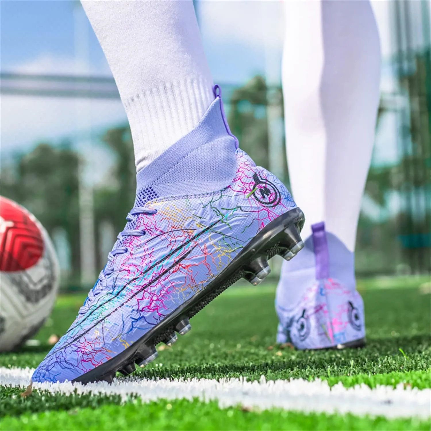 MDPCX Competitive Unisex Soccer Shoes Men Women Indoor Outdoor Football Boots Athletic Turf Mundial Team Cleat Running Sports Lightweight Breathable Anti-Skid Damping Shoes