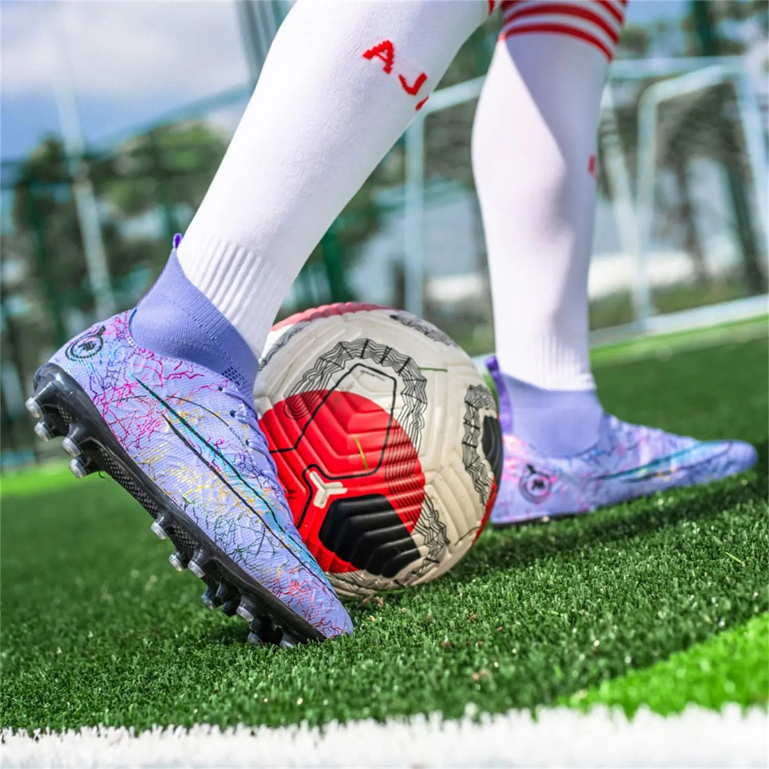 MDPCX Competitive Unisex Soccer Shoes Men Women Indoor Outdoor Football Boots Athletic Turf Mundial Team Cleat Running Sports Lightweight Breathable Anti-Skid Damping Shoes