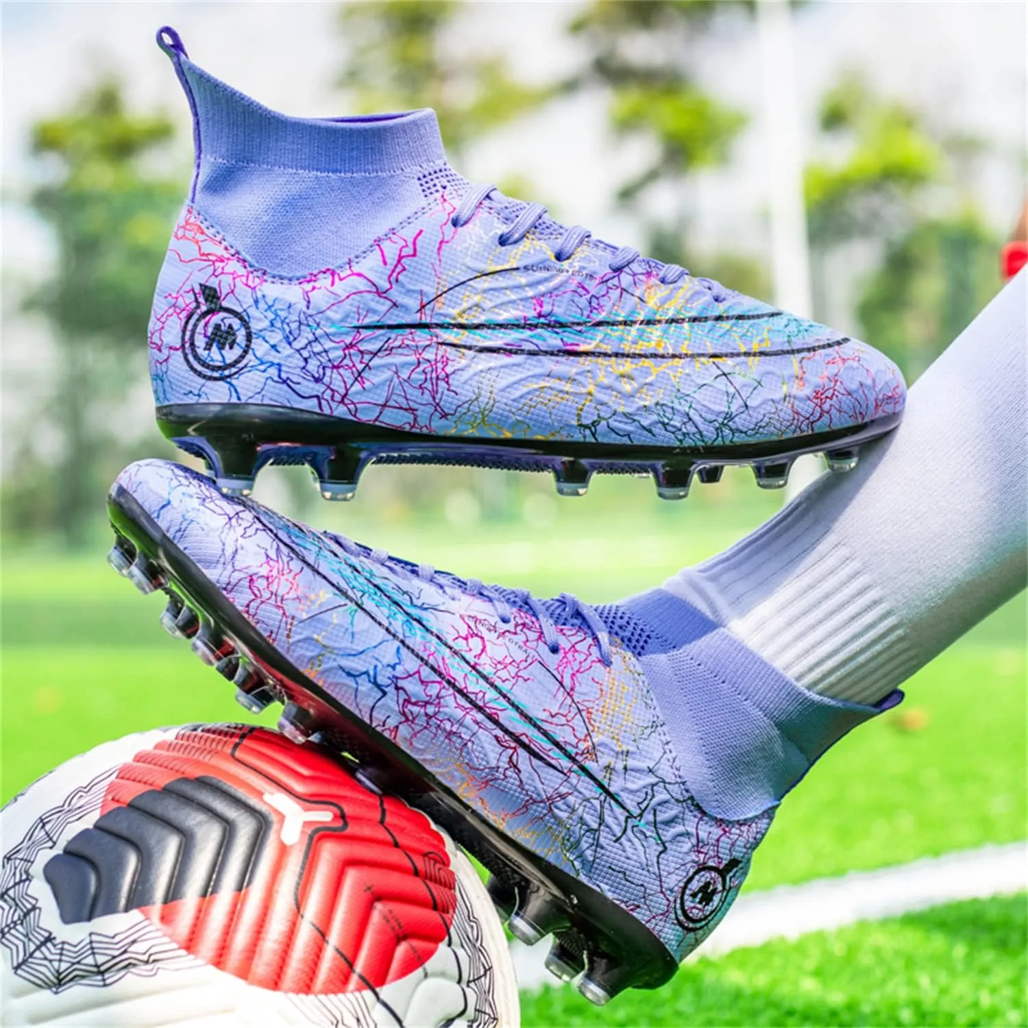 MDPCX Competitive Unisex Soccer Shoes Men Women Indoor Outdoor Football Boots Athletic Turf Mundial Team Cleat Running Sports Lightweight Breathable Anti-Skid Damping Shoes