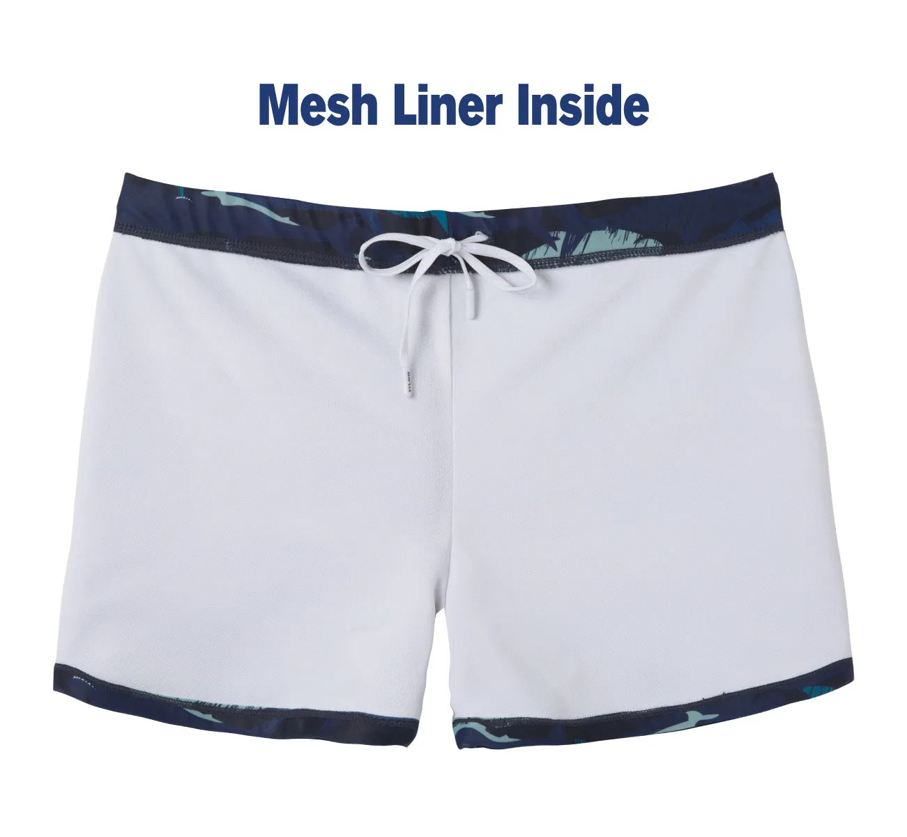 Men's 7" Shark Print Square Leg Splice Swimsuit