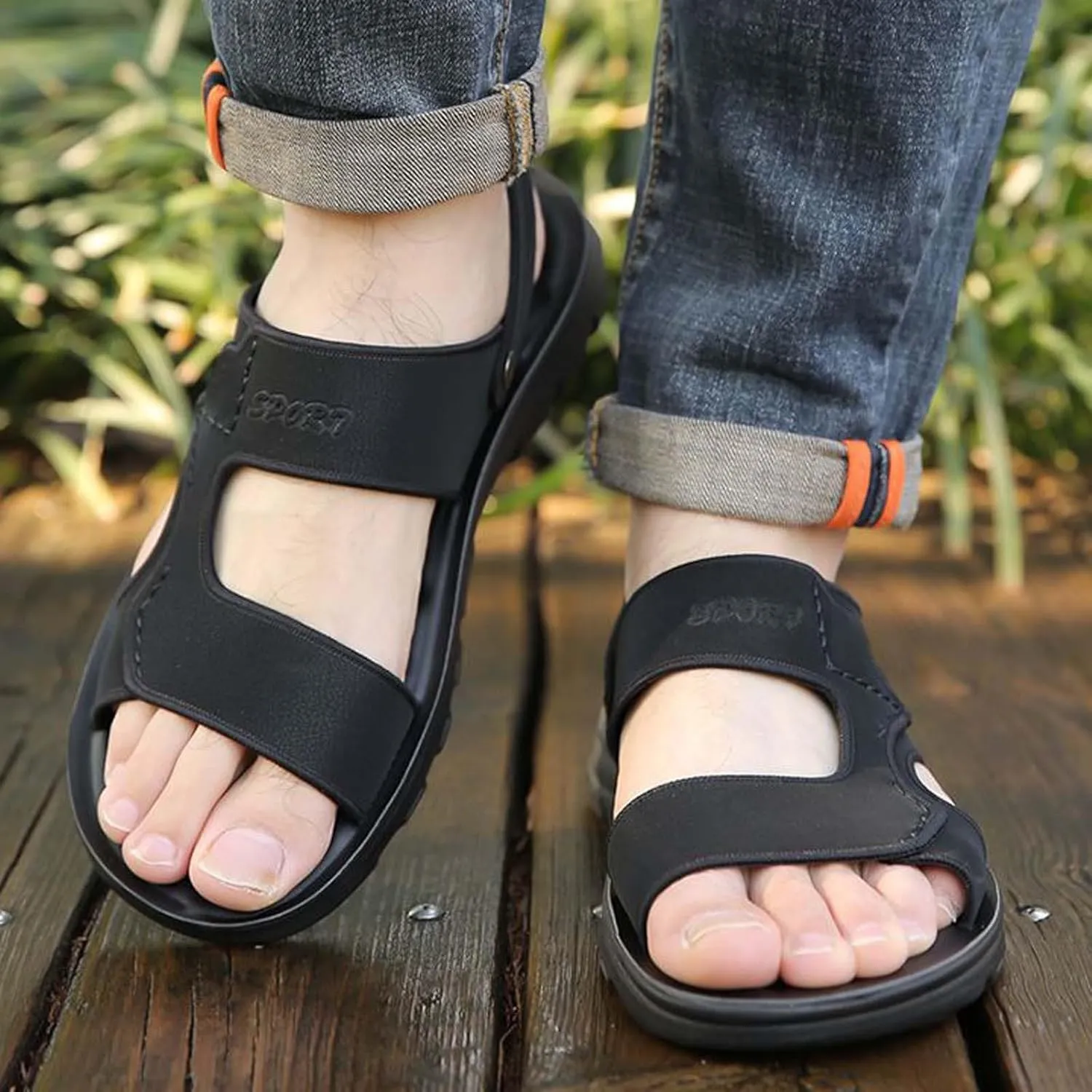 Men's Comfortable Lightweight Open Toe Sandals for Summer Beach Walking Outdoor Casual Athletic Hiking Water Shoes