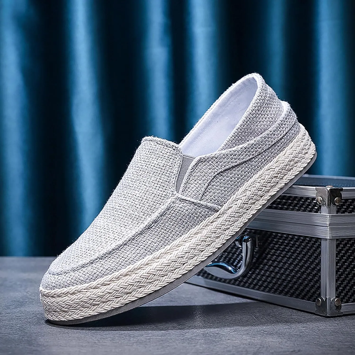Men's Fashion Canvas Loafer Casual Cloth Shoes Canvas Slip-on Loafers Espadrille Walking Sneakers Moccasins Boat Shoes Lightweight Comfortable Walking Shoes