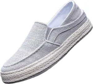 Men's Fashion Canvas Loafer Casual Cloth Shoes Canvas Slip-on Loafers Espadrille Walking Sneakers Moccasins Boat Shoes Lightweight Comfortable Walking Shoes