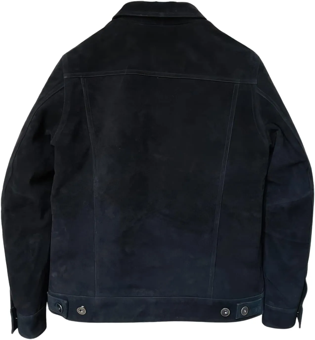 Men’s Midnight Blue Genuine Suede Classic Shirt Collar Third Generation Cowboy Native American Vintage Leather Jacket