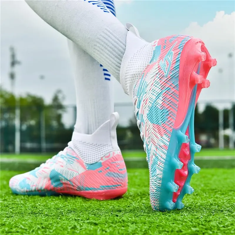 Men's Soccer Shoes Football Cleats High-Tops Lace-Up Non-Slip Spikes Indoor Outdoor Sports Athletic Baseball Lacrosse Sneaker