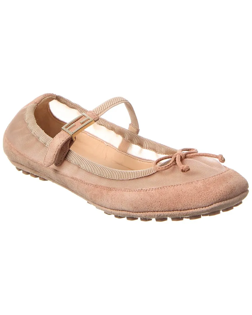 Mesh & Delivery guarantee Ballet Fendi Suede Baguette Flat Only a few left