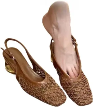Mesh Mary Jane Flats for Women Jelly Mesh Ballet Flats Dress Sandals Slip on Mules Slingback Casual House Slippers Lightweight Breathable Comfort Jelly Shoes Summer Slide Office Business Travel Party