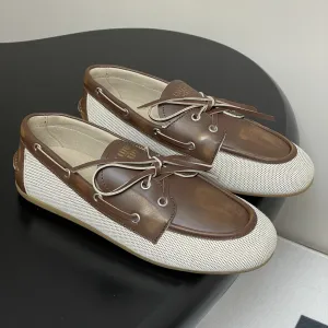 Miumiu Beige and Brown canvas leather loafer 227141
