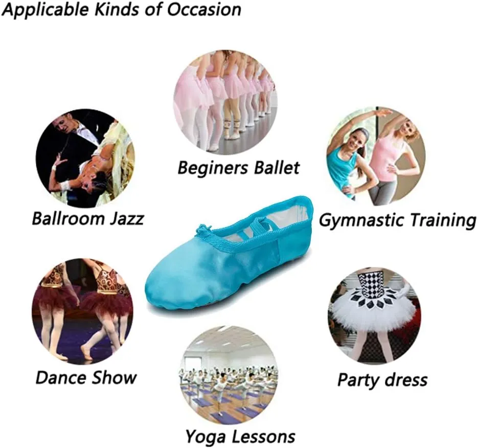 MSMAX Women's Ballet Shoes Satin Split Sole Flats for Dancing Gymnastic Yoga