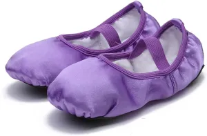 MSMAX Women's Ballet Shoes Satin Split Sole Flats for Dancing Gymnastic Yoga