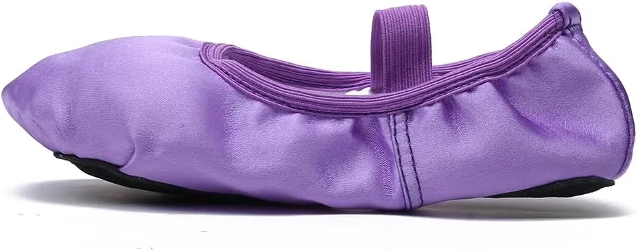 MSMAX Women's Ballet Shoes Satin Split Sole Flats for Dancing Gymnastic Yoga