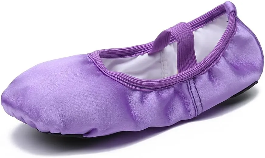 MSMAX Women's Ballet Shoes Satin Split Sole Flats for Dancing Gymnastic Yoga