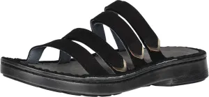 NAOT Footwear women's Trevi Slide Sandal Black velvet Nubuck/Pewter Lthr 7 W US