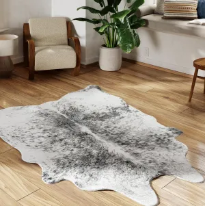 NativeSkins Faux Cowhide Rug – Gray (Large) | 4.6ft x 6.6ft | Cow Print | Western Bedroom Decor | Hand-Cut, Faux Suede No-Slip Backing | Western Rug | Animal Print | Cow Hide