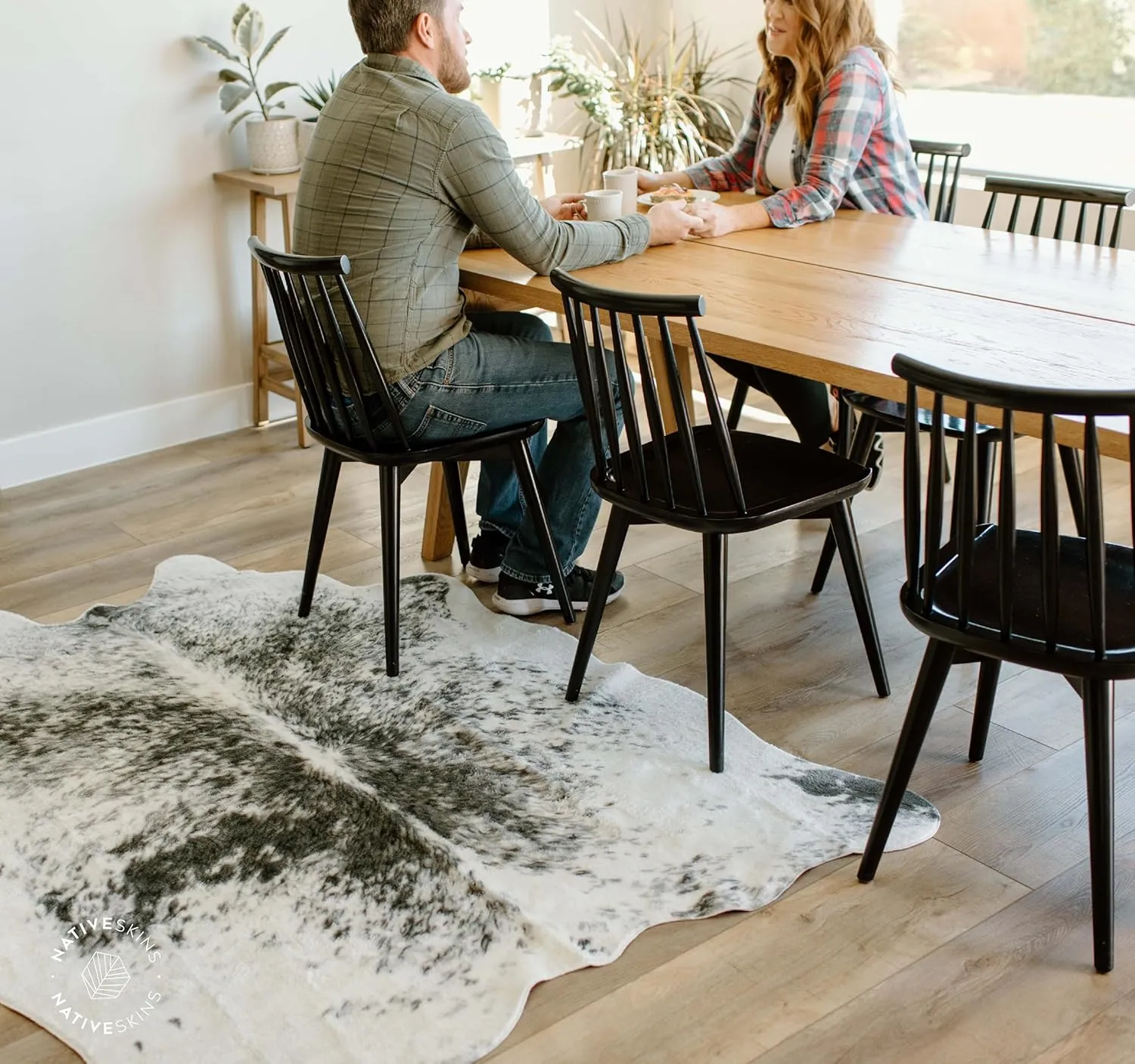 NativeSkins Faux Cowhide Rug – Gray (Large) | 4.6ft x 6.6ft | Cow Print | Western Bedroom Decor | Hand-Cut, Faux Suede No-Slip Backing | Western Rug | Animal Print | Cow Hide