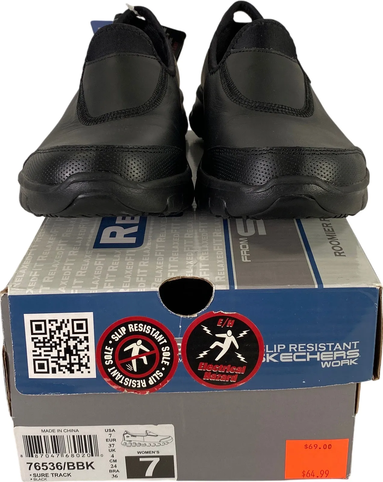 NEW Skechers Work Women’s Black Relaxed Fit Slip Resistant Loafer Shoes - 7