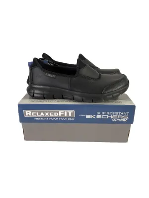 NEW Skechers Work Women’s Black Relaxed Fit Slip Resistant Loafer Shoes - 7