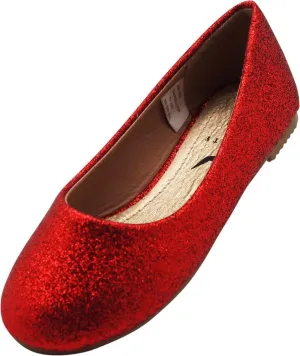 NORTY Girls Fashion Ballerina Ballet Slip On Flat Shoe Sizes Toddler to Big Kids Patent, Nubuck, Glitter