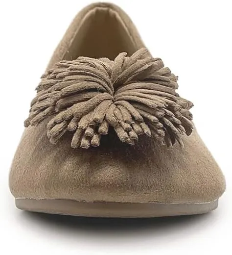 Ollio Women's Shoe Faux Suede Flower Ribbon Ballet Flat