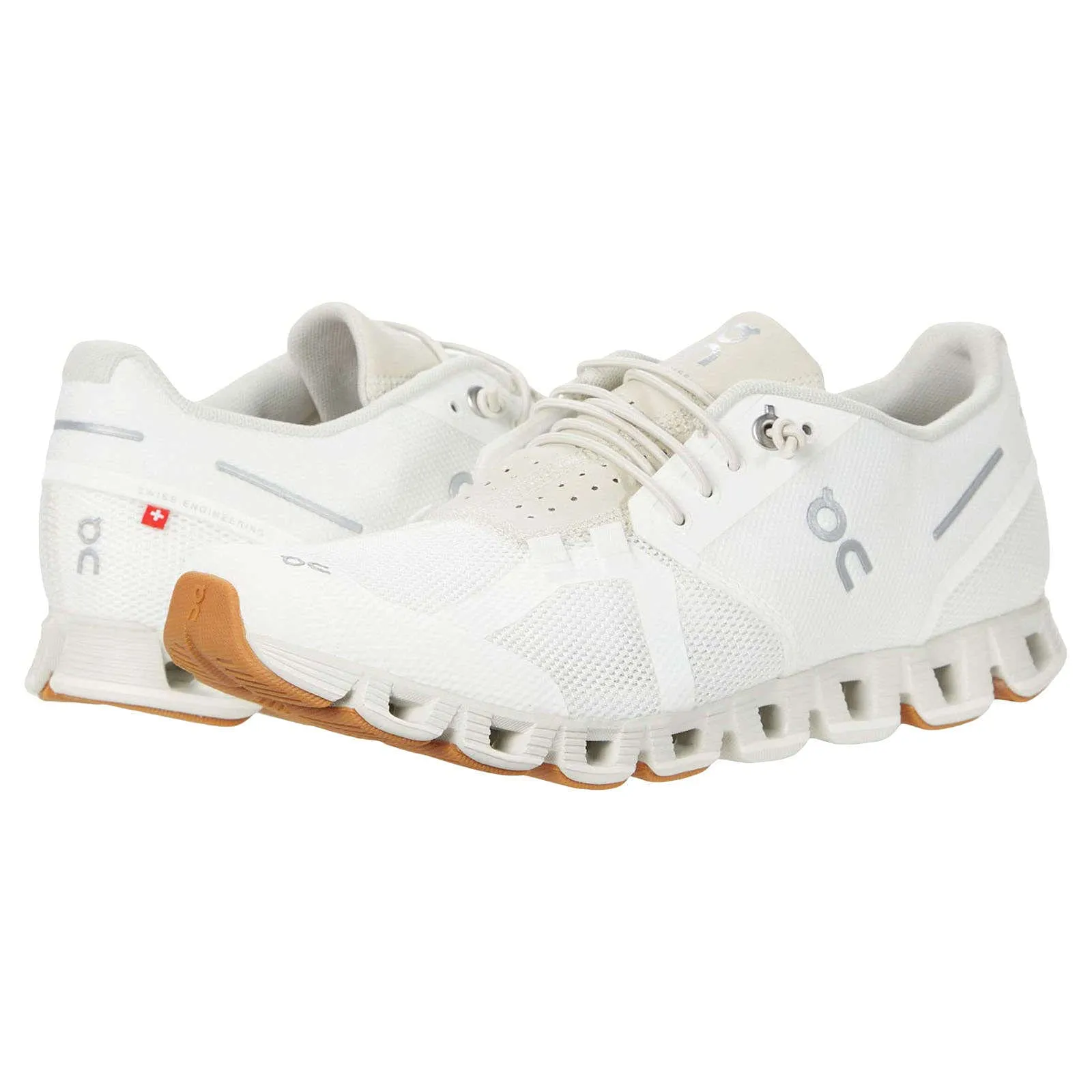 On Women's Cloud Sneakers, White/Sand, 5 Medium US