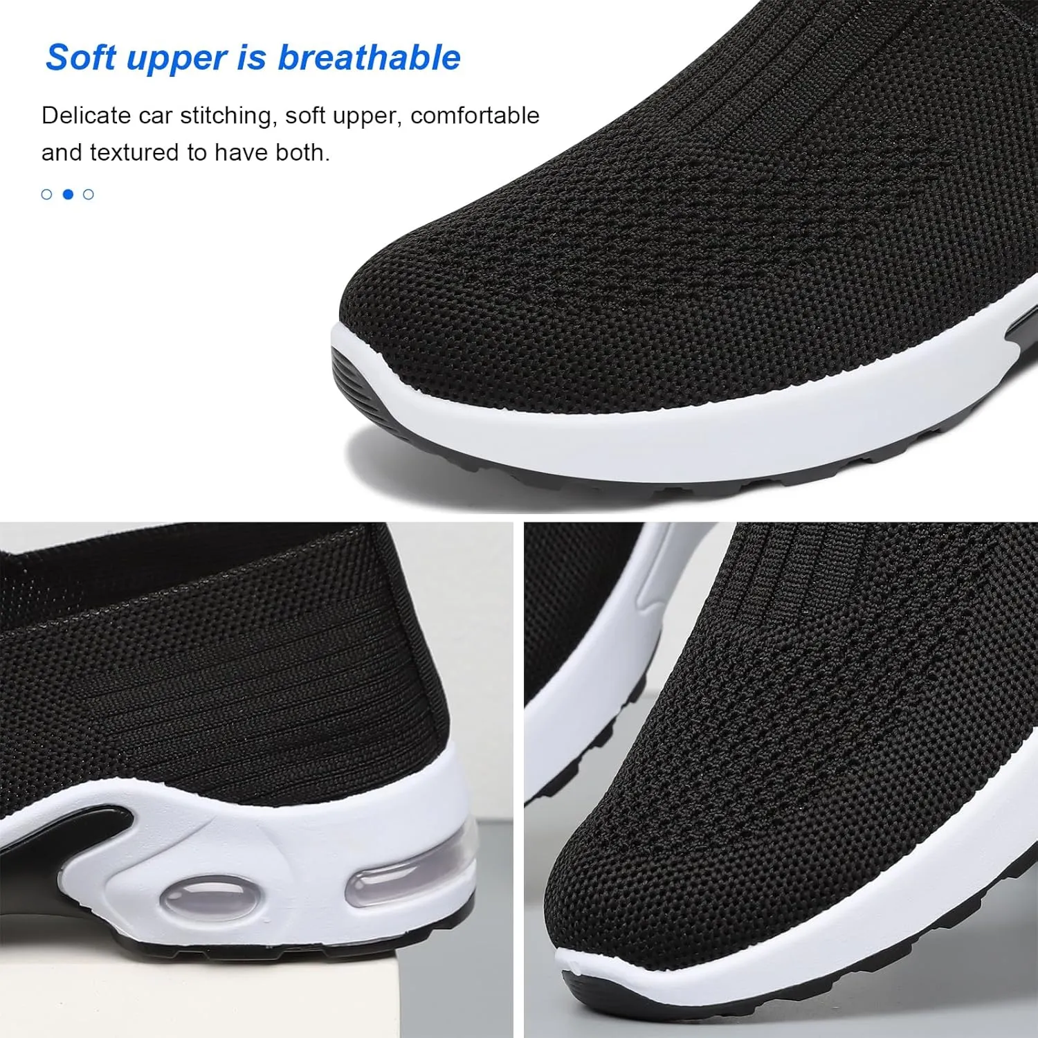 Padgene Women Walking Shoes Sock Sneakers Slip-On Breathable Mesh Trainers Women's Comfortable Casual Ladies Air Cushion Athletic Shoes Running Jogging Shoes