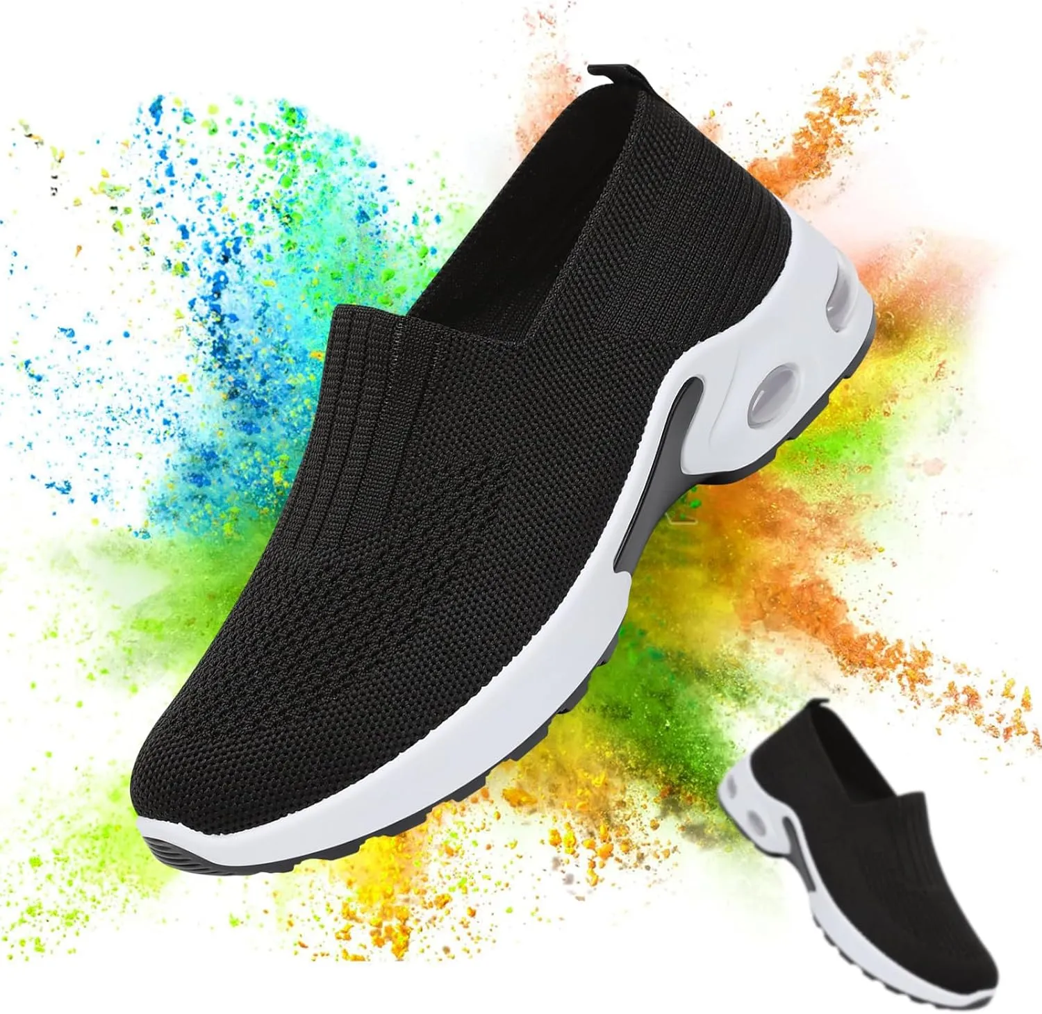 Padgene Women Walking Shoes Sock Sneakers Slip-On Breathable Mesh Trainers Women's Comfortable Casual Ladies Air Cushion Athletic Shoes Running Jogging Shoes
