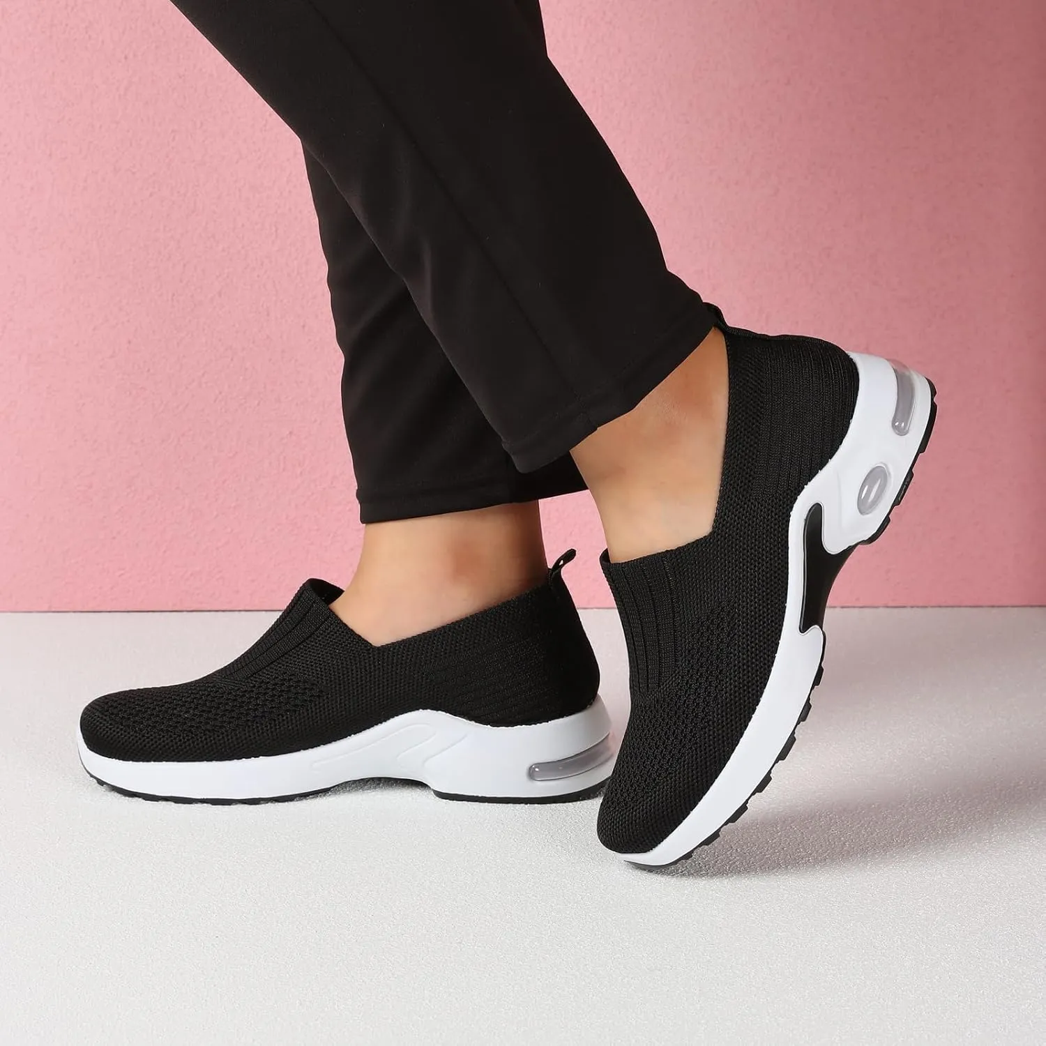 Padgene Women Walking Shoes Sock Sneakers Slip-On Breathable Mesh Trainers Women's Comfortable Casual Ladies Air Cushion Athletic Shoes Running Jogging Shoes