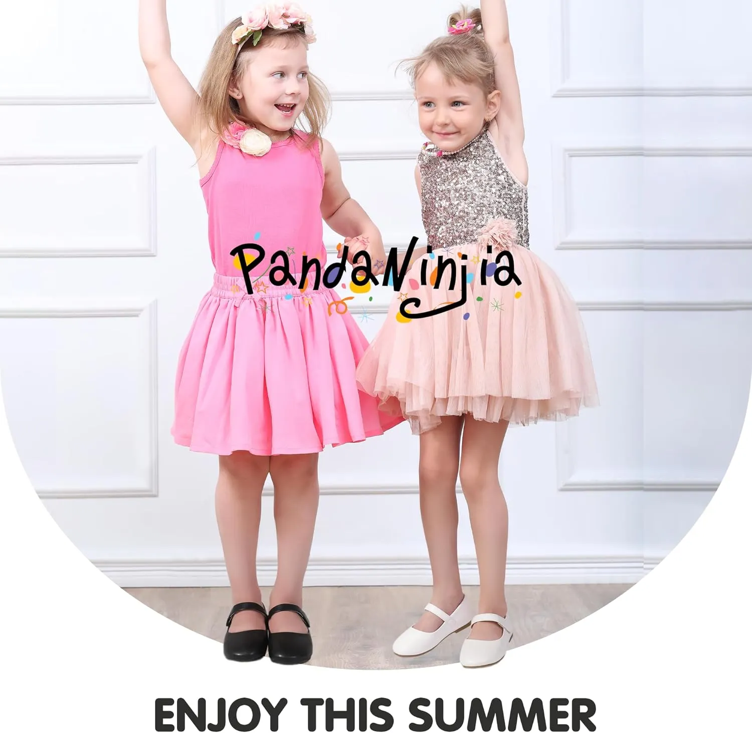 PANDANINJIA Girls Dress Shoes Toddler Flower Girl Kids Mary Jane Shoes Ballet Flats School Wedding Party Church Girls Shoes