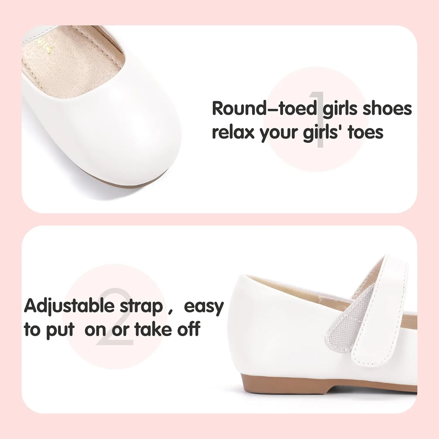 PANDANINJIA Girls Dress Shoes Toddler Flower Girl Kids Mary Jane Shoes Ballet Flats School Wedding Party Church Girls Shoes