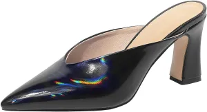 Parisuit Women's Pointed Toe Slip On Mules Chunky High Heels Slingbck Slide Sandal Sexy Dress Shoes