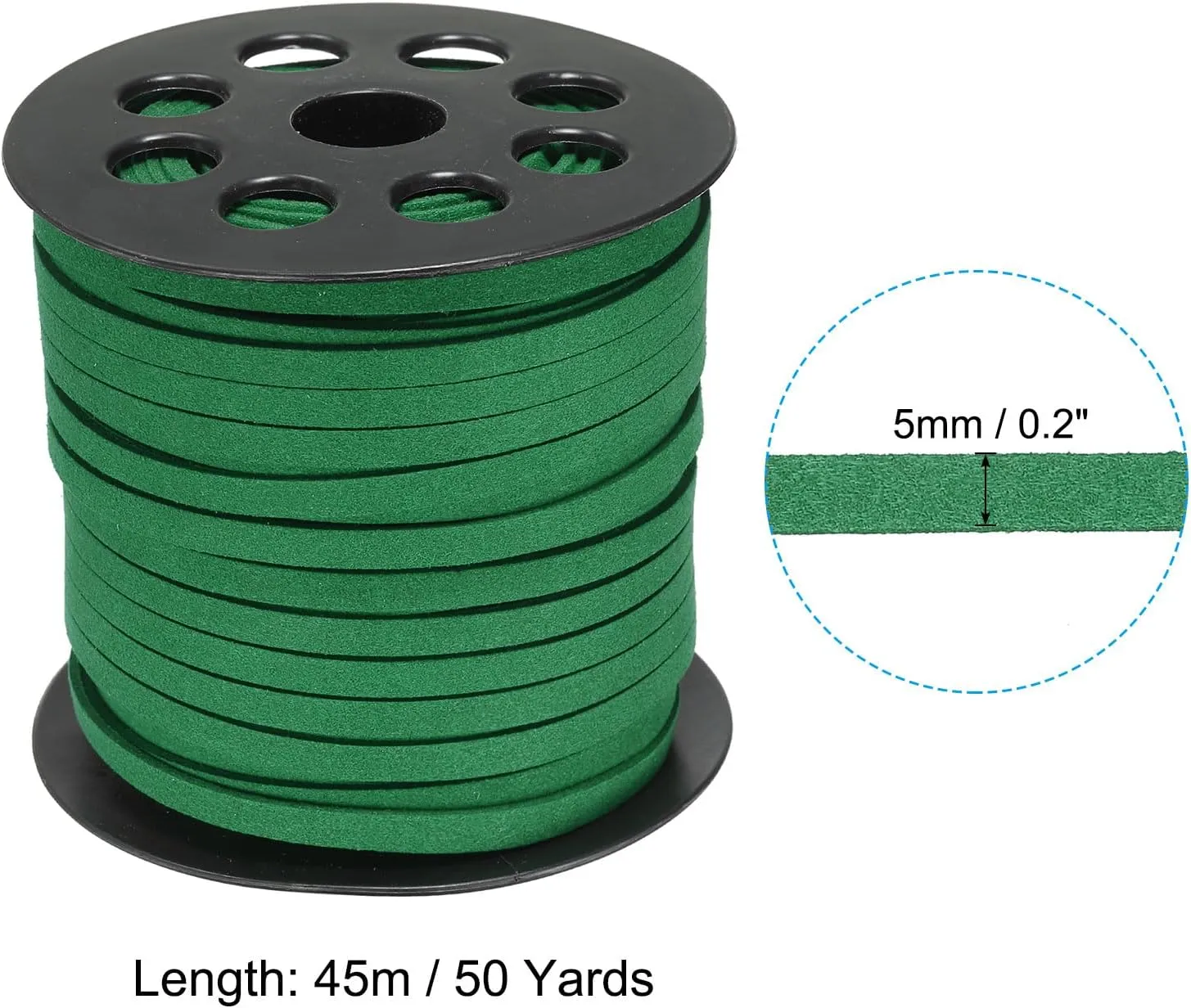 PATIKIL Flat Suede Leather Lace, 5mm x 50 Yard Faux Suede Leather Cord DIY Supplies for Necklace Bracelet Beading Jewelry Making Tassels Art Crafts, Dark Green
