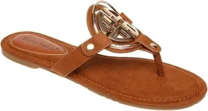 Pierre Dumas Women's Colored Flat Sandals Tan Suede Size 7.5